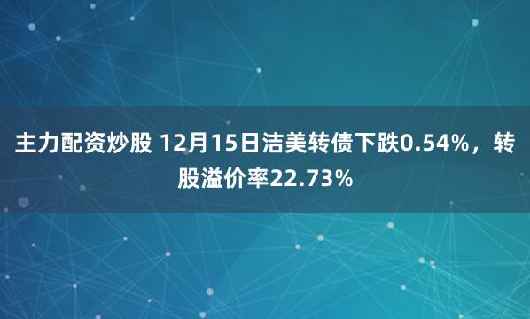 主力配资炒股 12月15日洁美转债下跌0.54%，转股溢价率22.73%